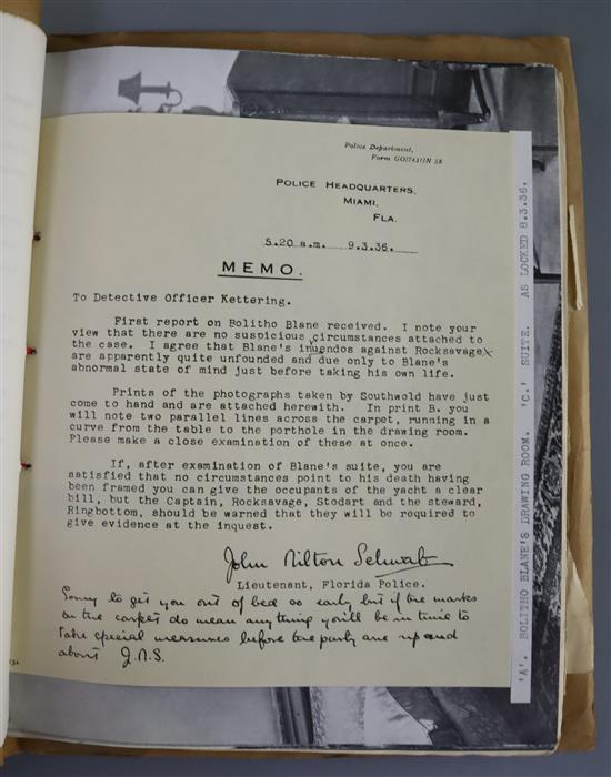 Wheatley, Dennis - Murder off Miami, original wraps, with tipped-in facsimiles of evidence, Hutchinson & Co, London